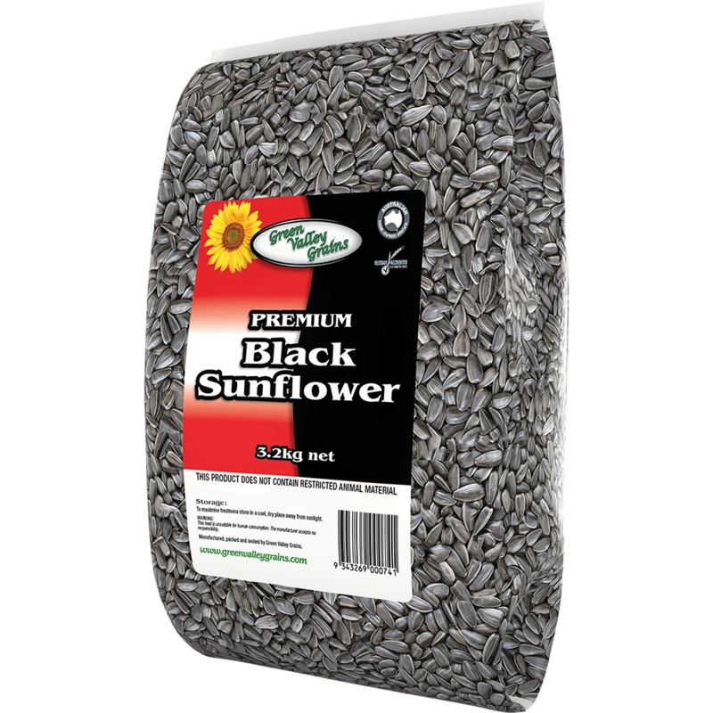 Green Valley Grains Black Sunflower Seed for Birds 3.2kg