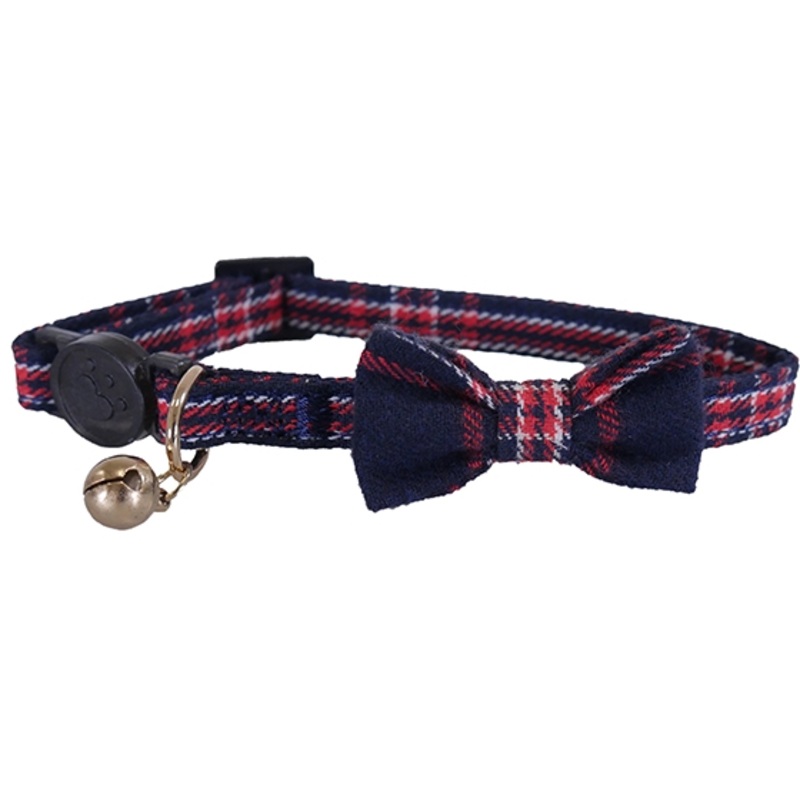 DESIGNER NAVY & RED TARTA CAT COLAR