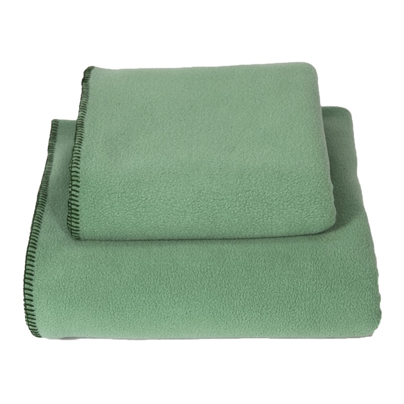 Stitched Fleece Blanket Light Green and Green Thread LARGE