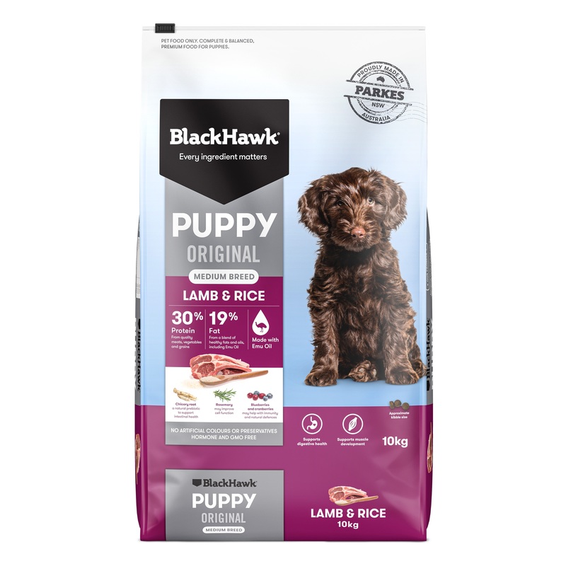 Black Hawk Lamb and Rice Medium Breed Puppy Dry Dog Food 10kg ^._.^