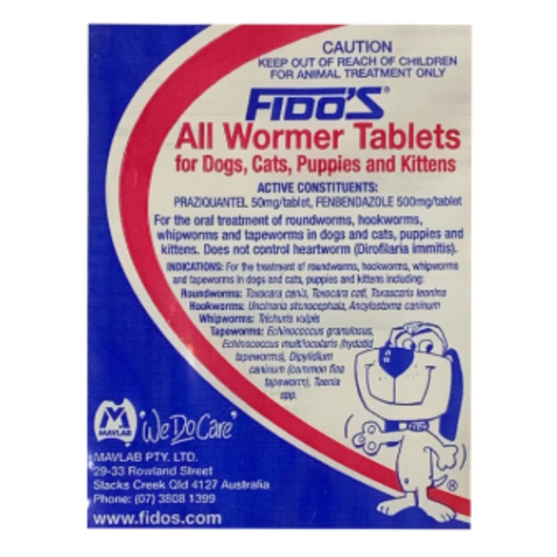 Fido’s All Wormer Tablets|10kg|20kg|40kg|60kg|80kg