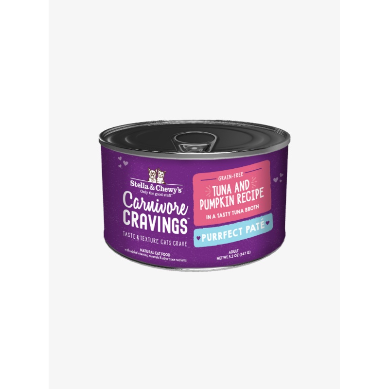 Stella & Chewy Carnivore Cravings Purrfect Pate Canned Food for Cats (Tuna & Pumpkin in Broth) 5.2 oz