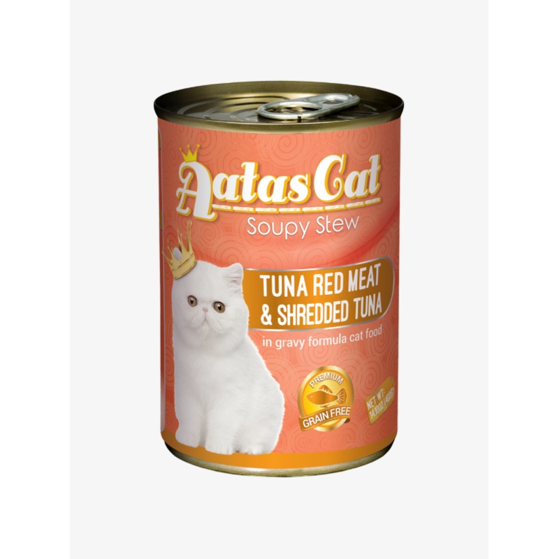 Aatas Cat Soupy Stew Grain-Free Cat Wet Canned Food Tuna Red Meat & Shredded Tuna in Gravy 400g