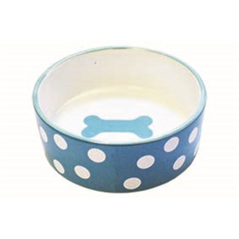 Polka Dot Pet Bowl Blue – Sml