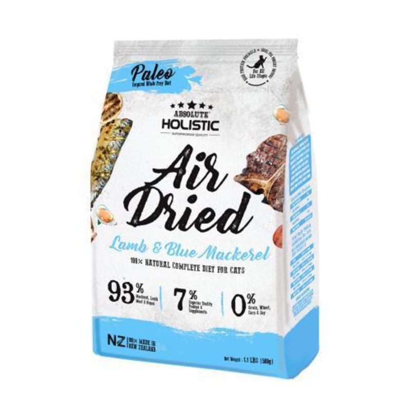 Absolute Holistic Air Dried Cat Food Lamb and Blue Mackerel 500g ^._.^