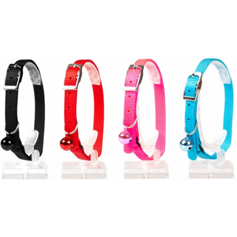 CAT COLLAR UNI NYLON|BLACK|RED|PINK|BLUE