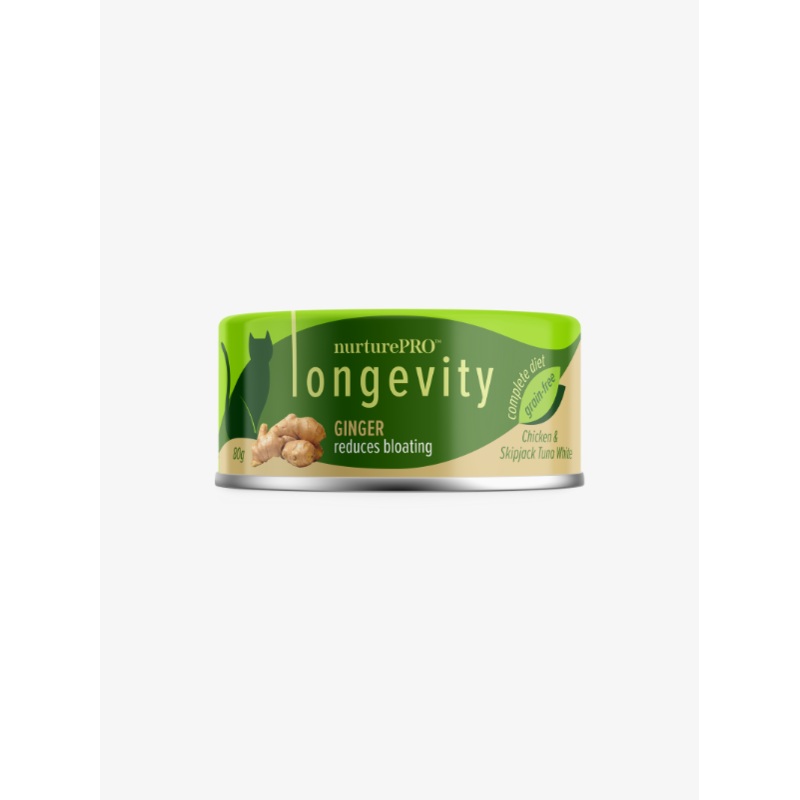 NurturePRO Longevity Chicken & Skipjack Tuna Wet Cat Food (80g x 24) (Ginger)