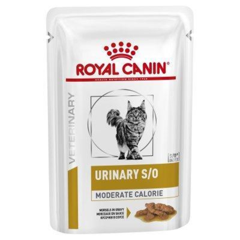 Royal Canin Veterinary Diet Cat Urinary S/O Moderate Calorie Wet Food Pouches 85g x 12