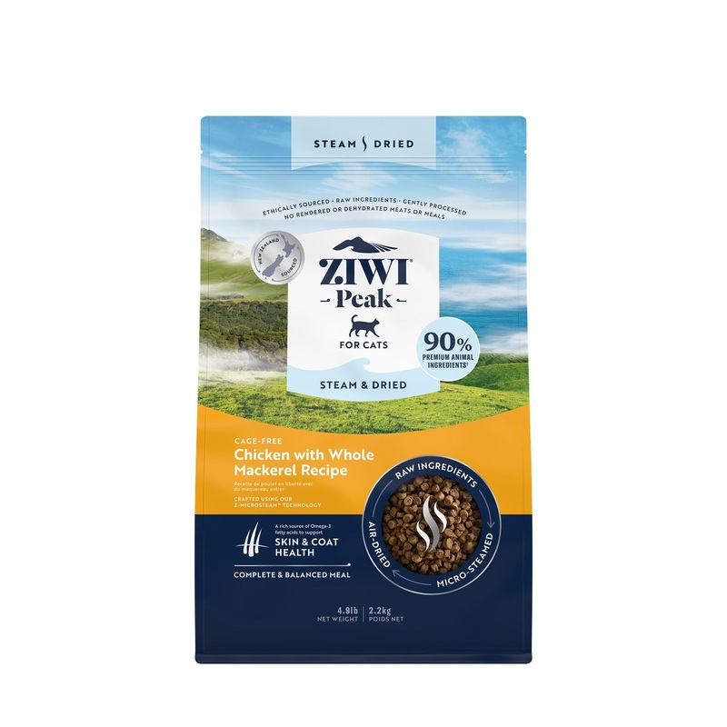 ZIWI Peak Steam and Dried Cage Free Chicken with Whole Mackerel Cat Food 2.2kg
