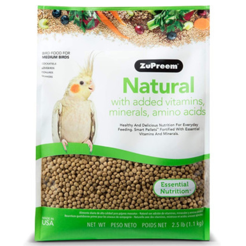 Zupreem Medium Natural with Added Vitamins, Minerals, Amino Acids Bird Food – 2.5 lb