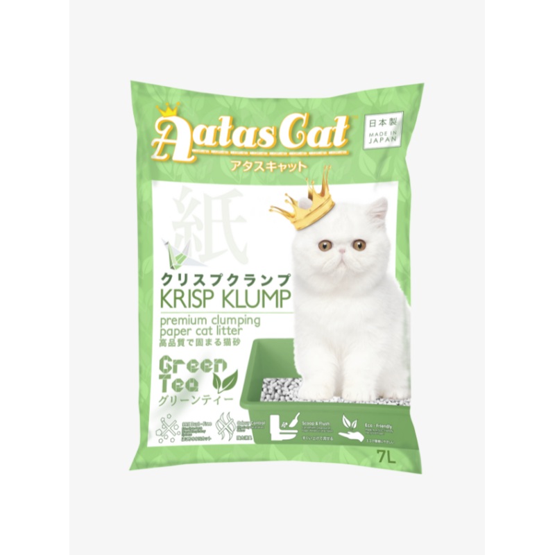 Aatas Cat Krisp Klump Clumping Paper Cat Litter Green Tea 7L