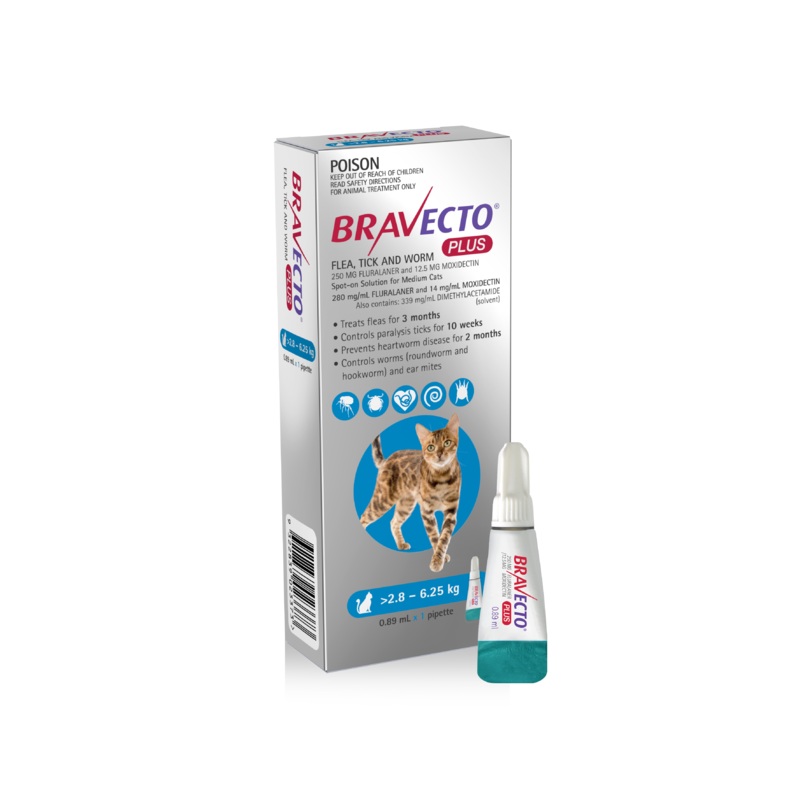 Bravecto Plus Blue  Medium Cat 2.8 – 6.25kg
