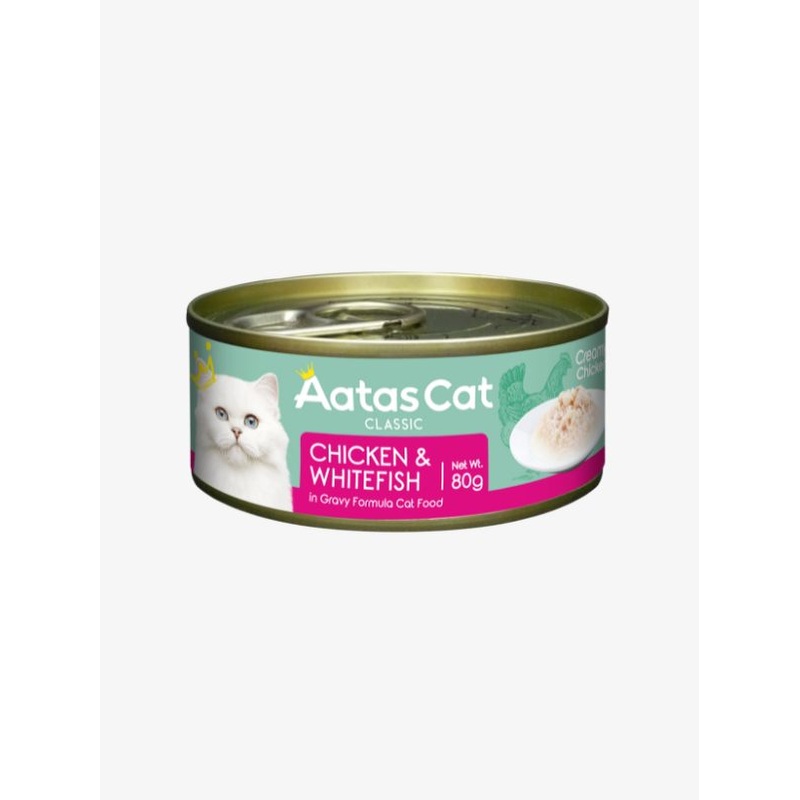 Aatas Cat Creamy Chicken & Whitefish in Gravy Grain-Free Wet Canned Food for Cats 80g