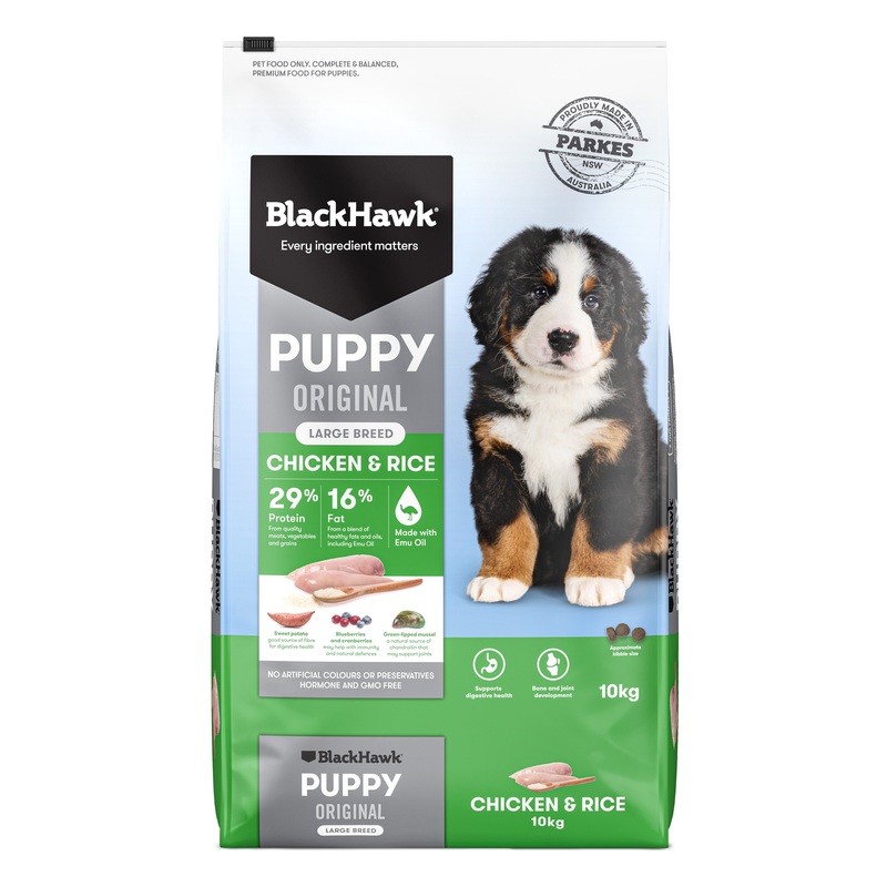 Black Hawk Chicken and Rice Large Breed Puppy Dry Dog Food 10kg ^._.^