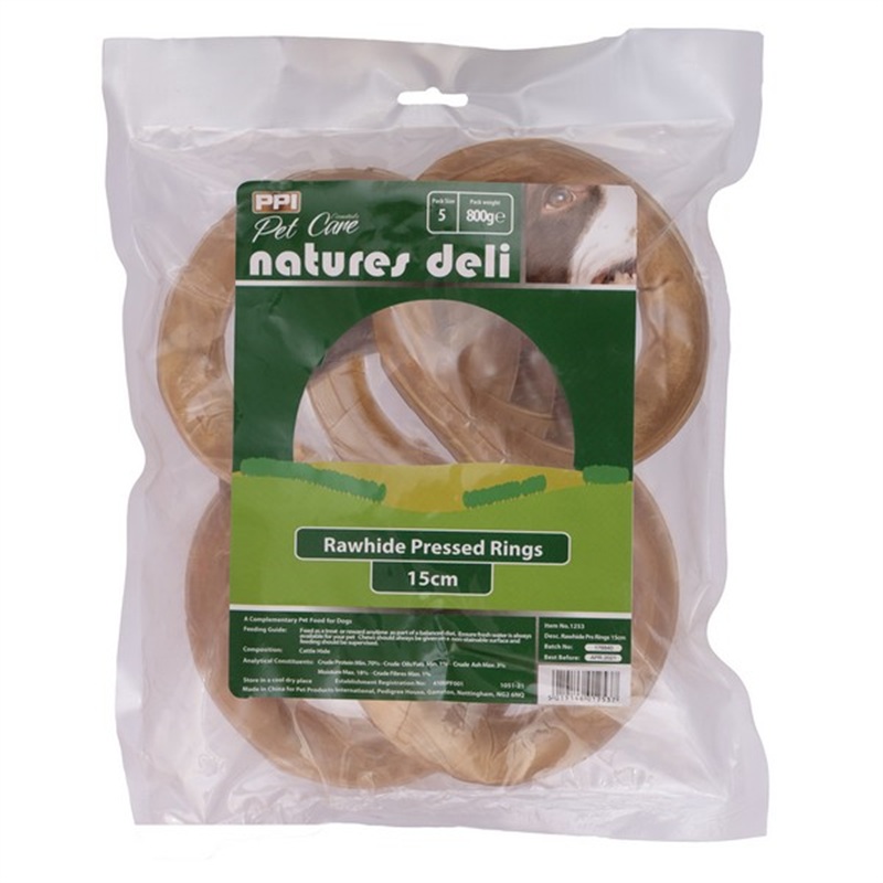 PPI 15cm Rawhide Pressed Rings 5 Pk [SNG] 800g