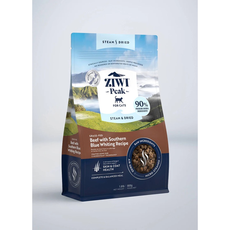 Ziwi Peak Steam & Dried Beef with Southern Blue Whiting for Cats