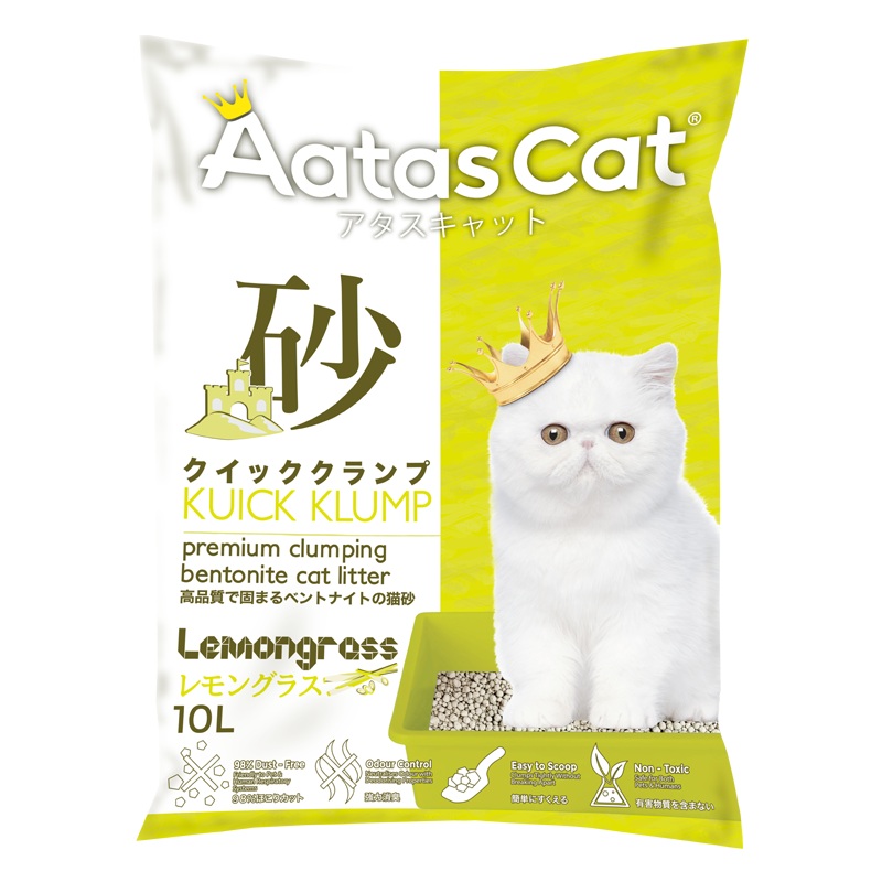 Aatas Cat Premium Clumping Bentonite Cat Litter – Kuick Klump Lemongrass 10L