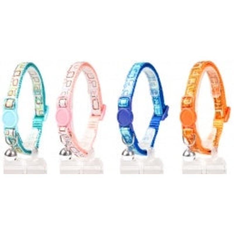 CAT COLLAR RETRO AQUARES NYLON