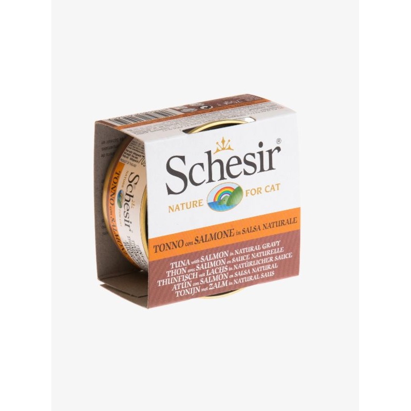 Schesir Tuna with Salmon in Natural Gravy Canned Cat Food 70g