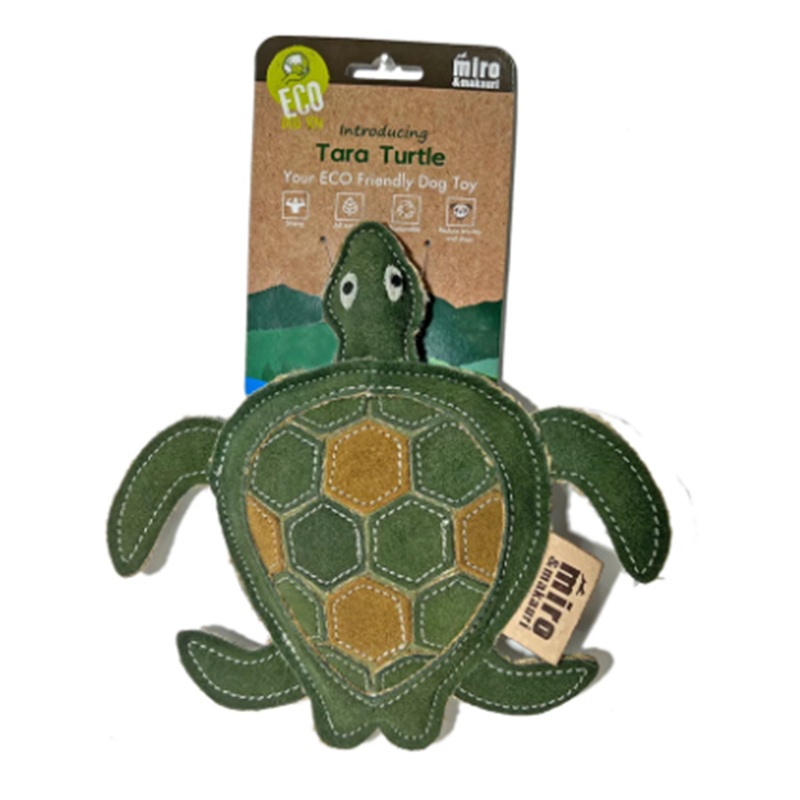 Tara Turtle Leather Dog Toy