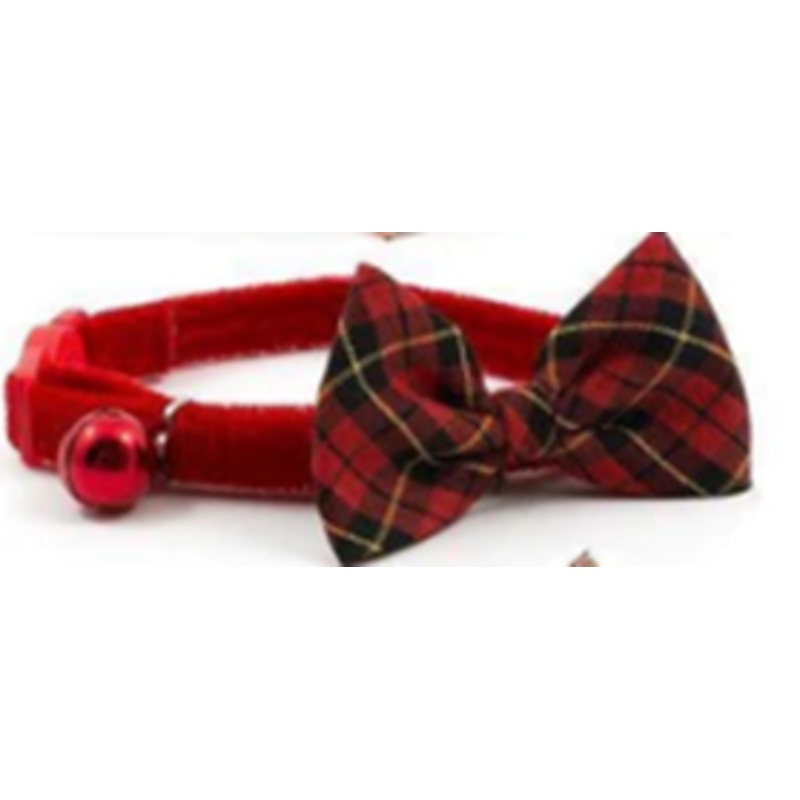 RED GINGHAM BOW-TIE CAT COLLAR