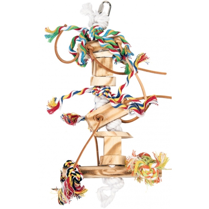 WOODEN HANGER LEATHER ROPE|28x15cm