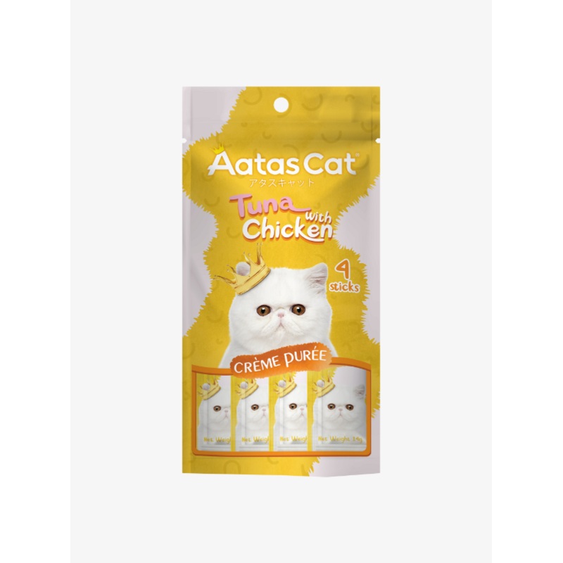 Aatas Cat Crme Pure Tuna with Chicken Creme Puree Cat Liquid Treats 14g (4 Sachets)