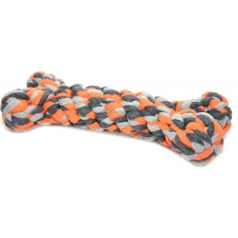DOG TUG TOY KNOTTED BONE ORANGE