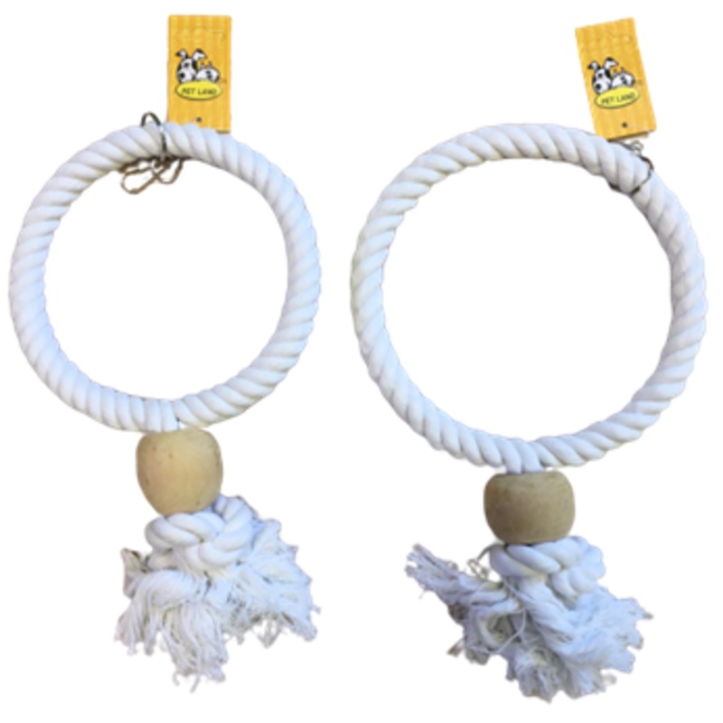ROPE/WOOD CIRCLE BIRD TOY|34x18x5cm|35×21.5x6cm