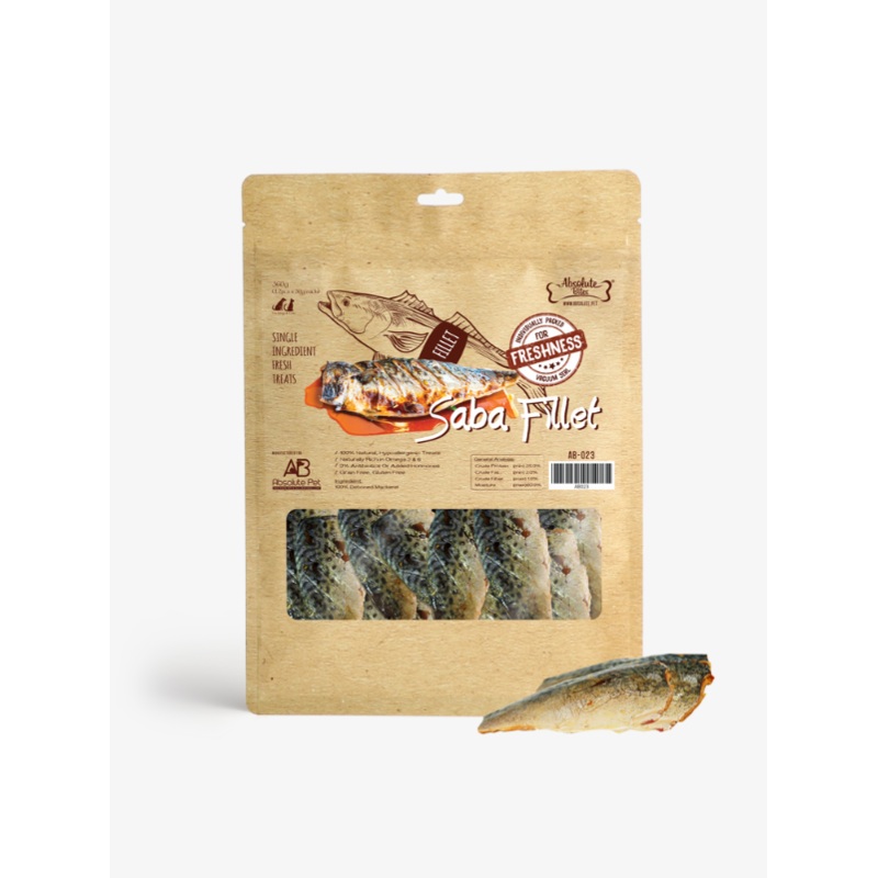 Absolute Bites Single Ingredient Fresh Cut Treats for Dogs & Cats  Saba Fillet (360g)
