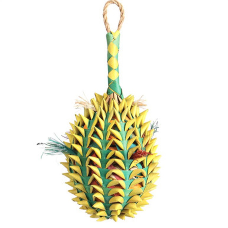 Pineapple Pinata Extra Large Natural Woven Palm Leaf Parrot Toy