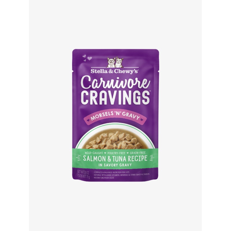 Stella & Chewys Carnivore Cravings Morsels N Gravy Pouch Salmon & Tuna Cat 2.8oz