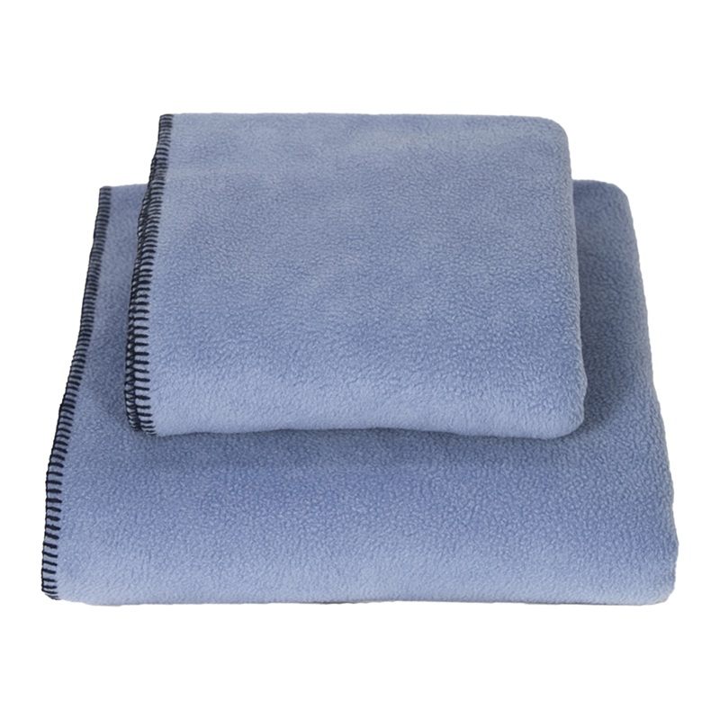 Stitched Fleece Blanket Sky Blue and Navy Thread LARGE