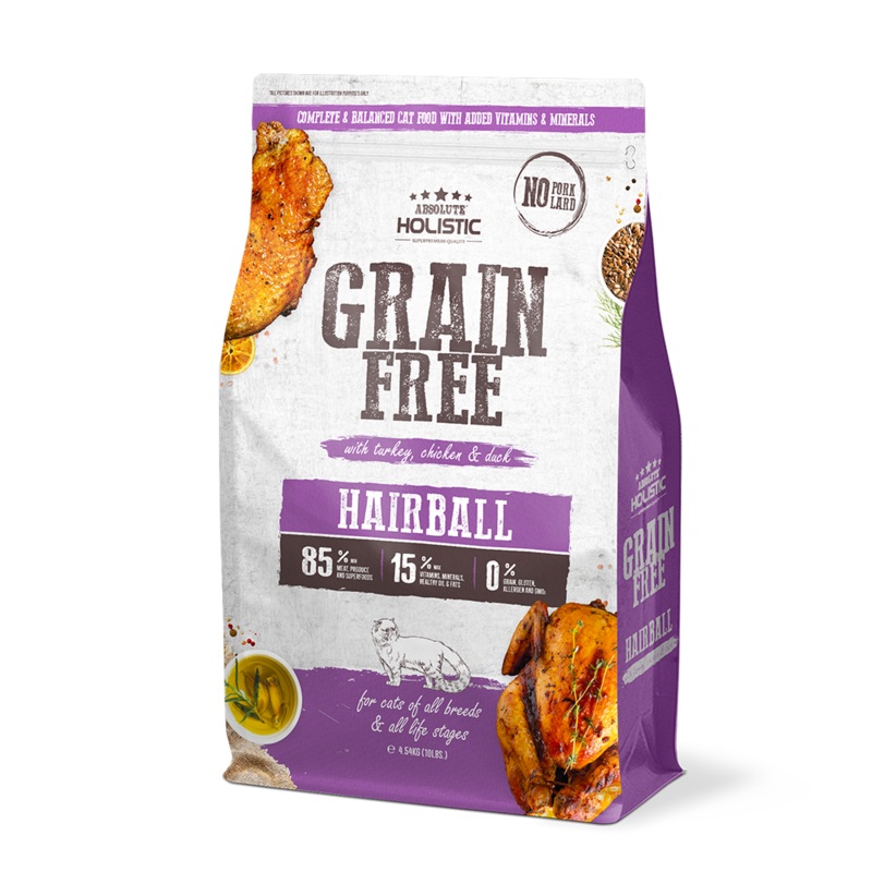 Absolute Holistic Cat Grain Free Hairball Turkey, Chicken & Duck 10lb
