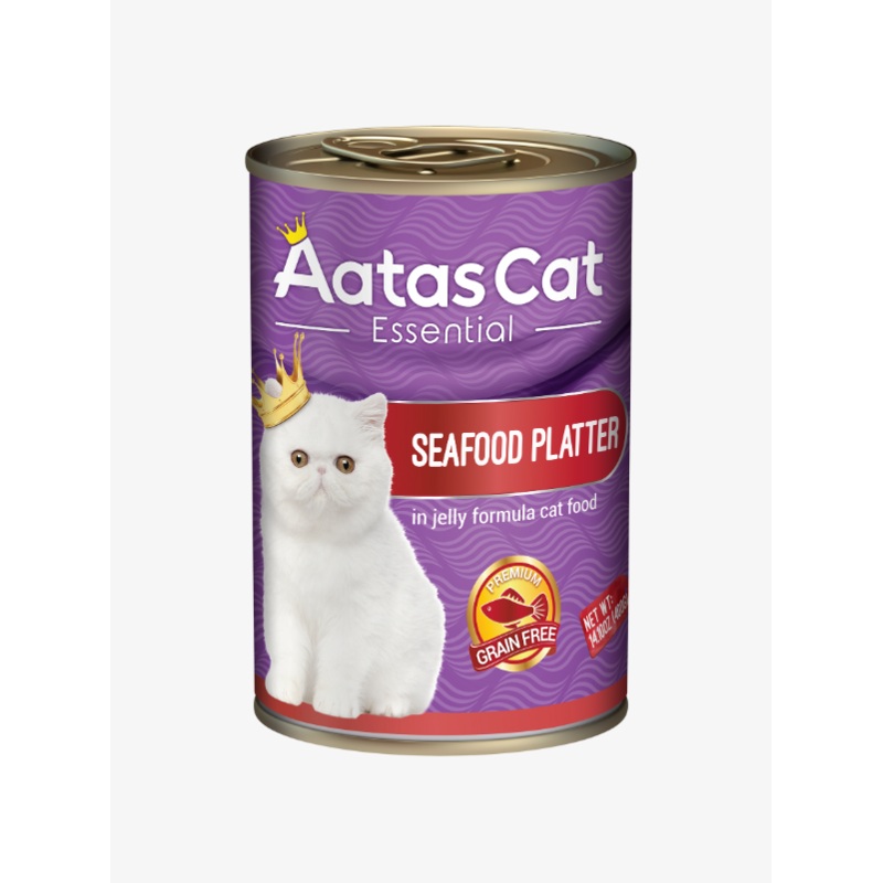 Aatas Cat Essential Grain-Free Cat Wet Canned Food Seafood Platter In Jelly 400g