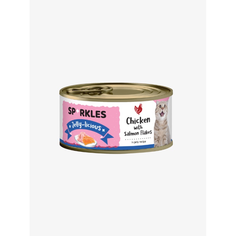 Sparkles Jelly-licious Chicken with Salmon Flakes Canned Wet Cat Food 80g