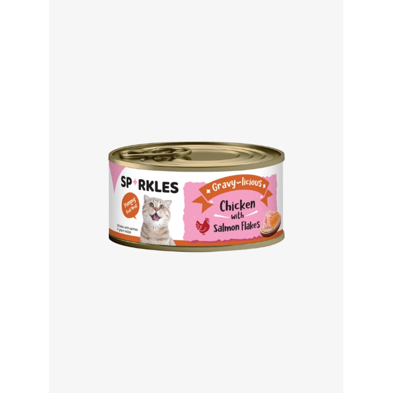 Sparkles Gravy-licious Chicken with Salmon Flakes Canned Wet Cat Food 80g
