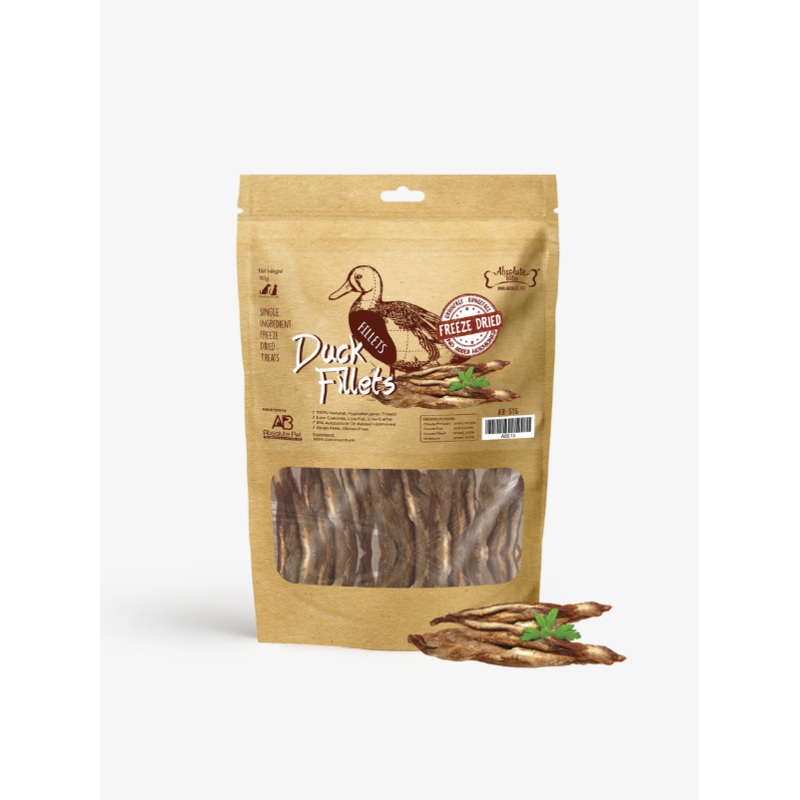 Absolute Bites Single Ingredient Freeze Dried Treats for Dogs & Cats  Duck Fillet (70g)