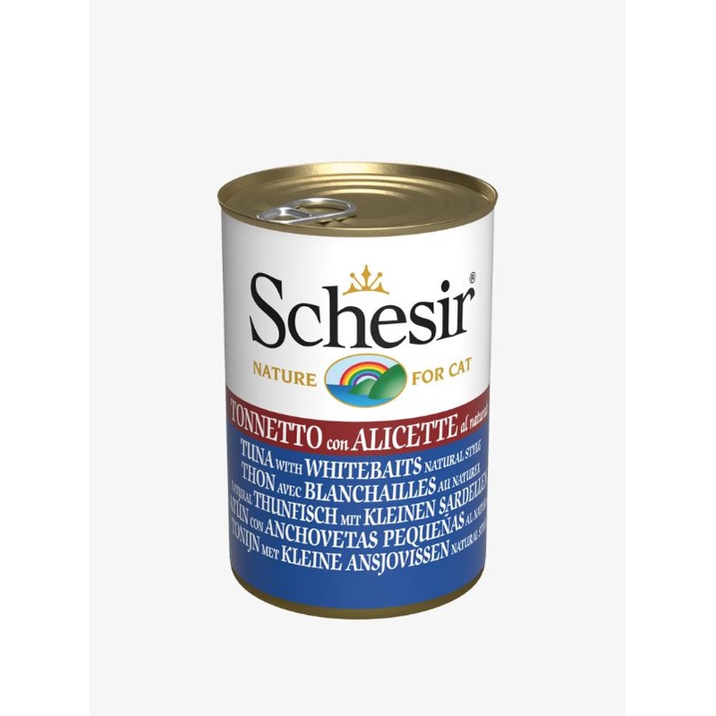 Schesir Complete Nutrition Canned Wet Cat Food  Tuna with Whitebaits in Jelly 140g