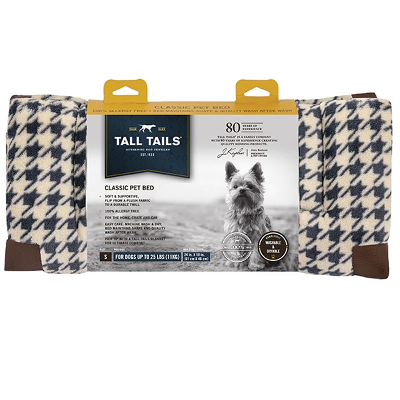 Tall T – Fleece Top Houndstooth Pet Bed – S