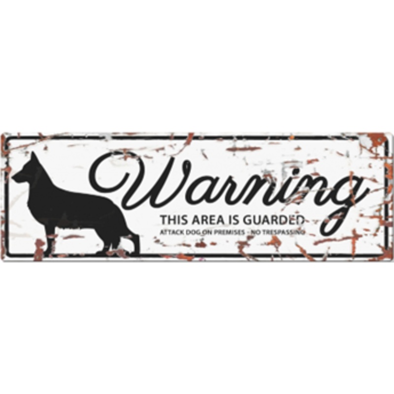 WARNING SIGN GERMAN SHEEPER WHITE