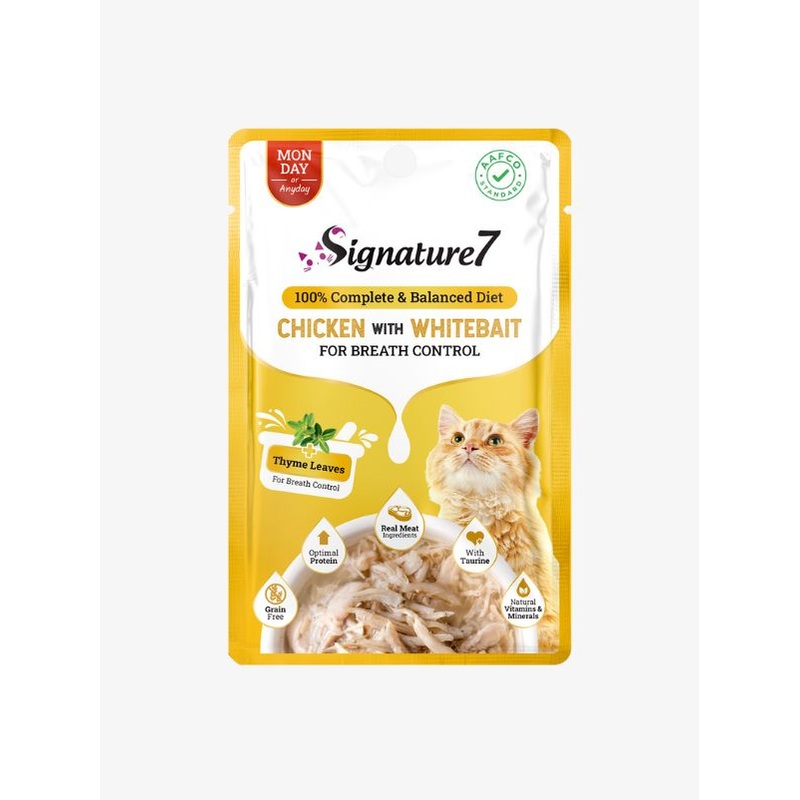 Signature7 Cat Wet Pouch  Chicken with Whitebait in Gravy for Breath Control (Mon) 50g