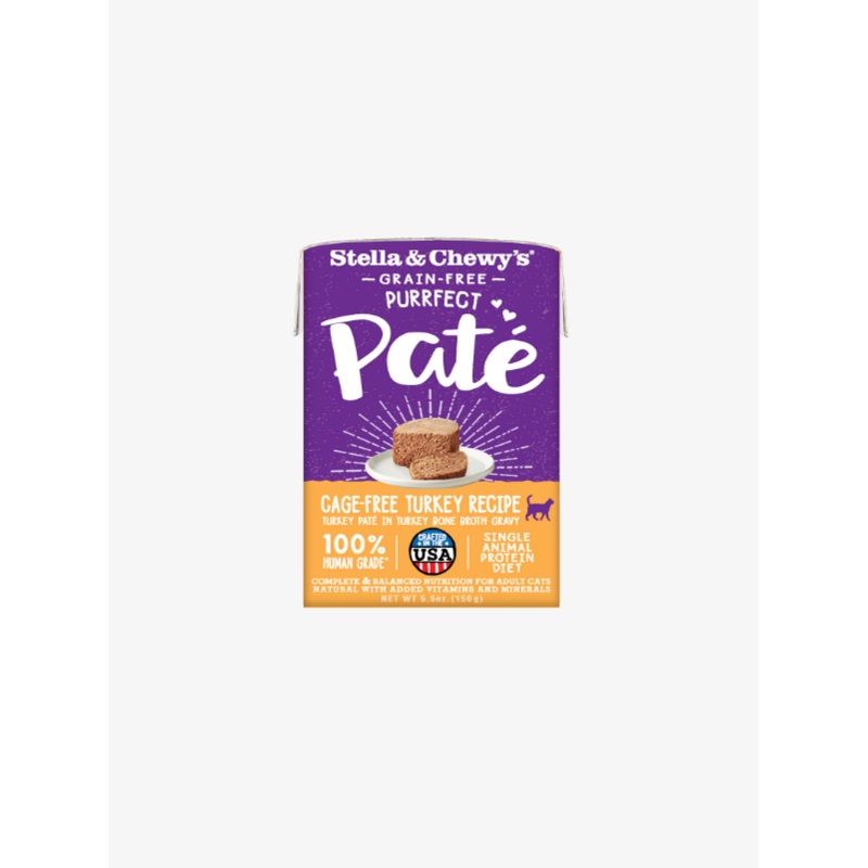 Stella & Chewys Grain Free Purrfect Pate Cage Free Turkey  Turkey Pate in Chicken Bone Broth 5.5oz