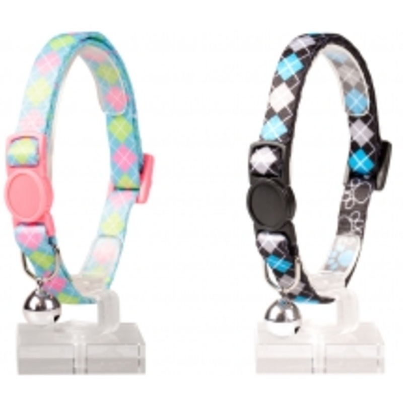 CAT COLLAR SCOTTISH SQ. NYLON|PINK|BLACK