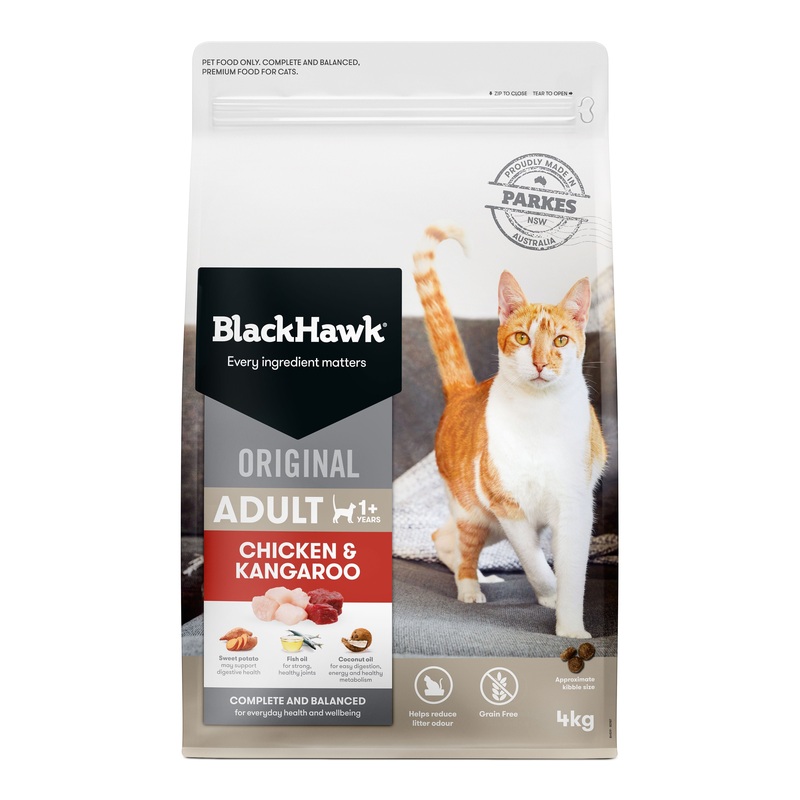 Black Hawk Grain Free Chicken and Kangaroo Cat Dry Food 4kg ^._.^