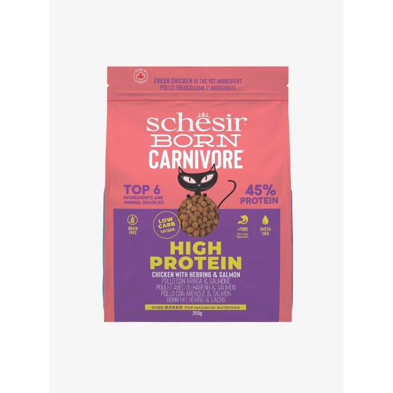 Schesir Born Carnivore Cat Baked Dry Recipe  Chicken with Herring & Salmon 255g