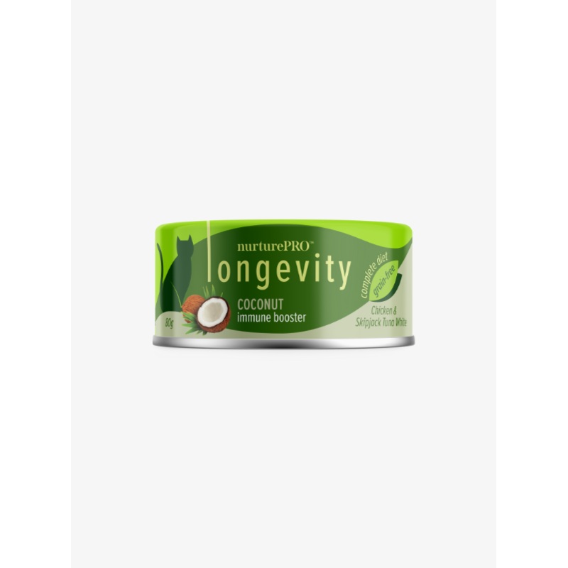 Nurture PRO Longevity Chicken & Skipjack Tuna Wet Cat Food 80g x 24cans (Coconut)