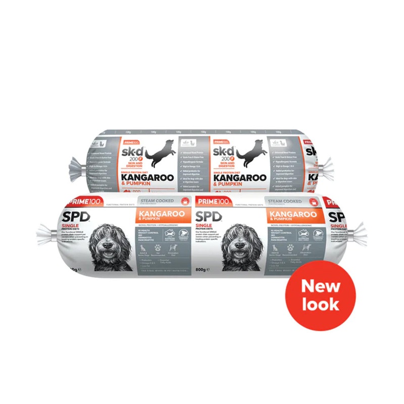 *CHILLED* Prime100 Dog SPD – Kangaroo & Pumpkin Cooked Roll 2kg (EXPIRY 06 Jan 2026)