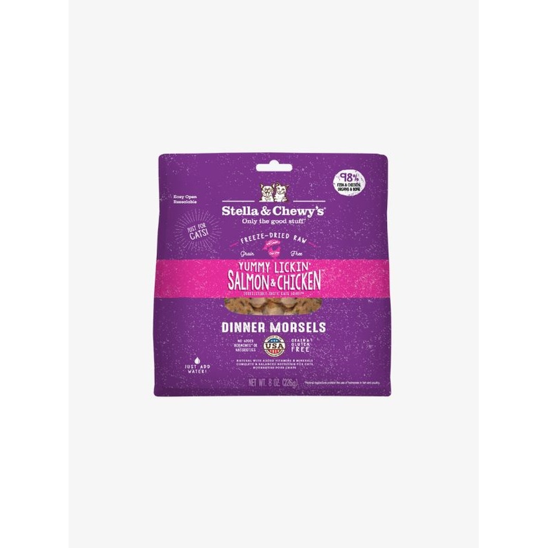 Stella & Chewys Freeze Dried Raw Dinner Morsels  Yummy Lickin Salmon & Chicken (2 Sizes)