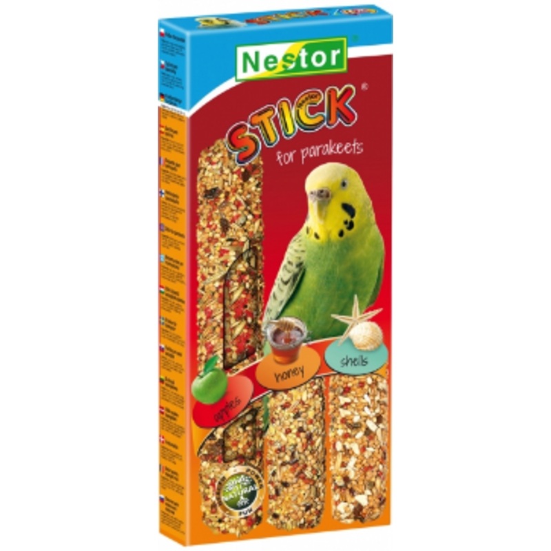3x BUDGIE STICKS FRUIT / HONEY / SHELLS 130G